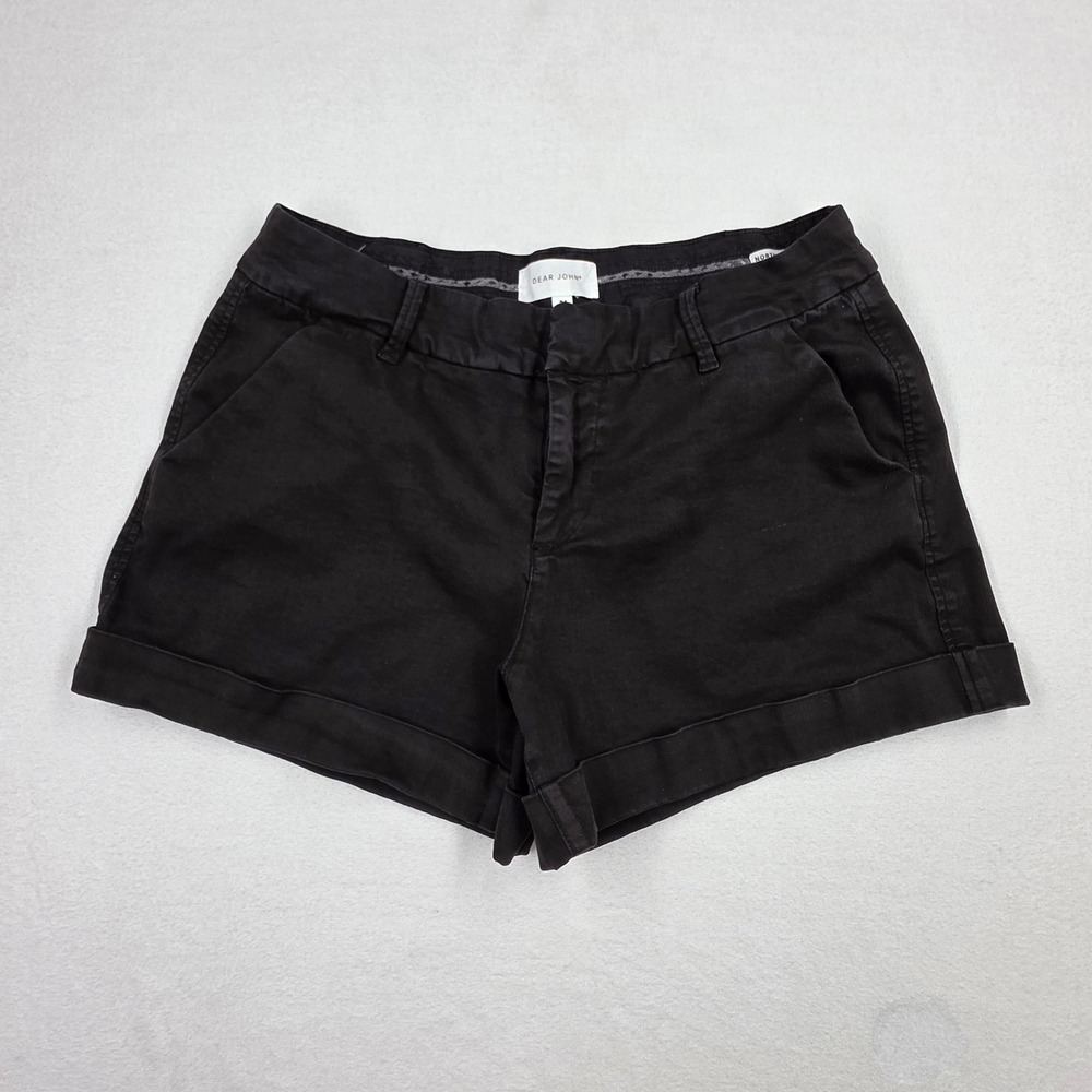 Dear John North Hampton Black High Rise Cuffed Shorts Size 31 Chino Stretch - Picture 2 of 12